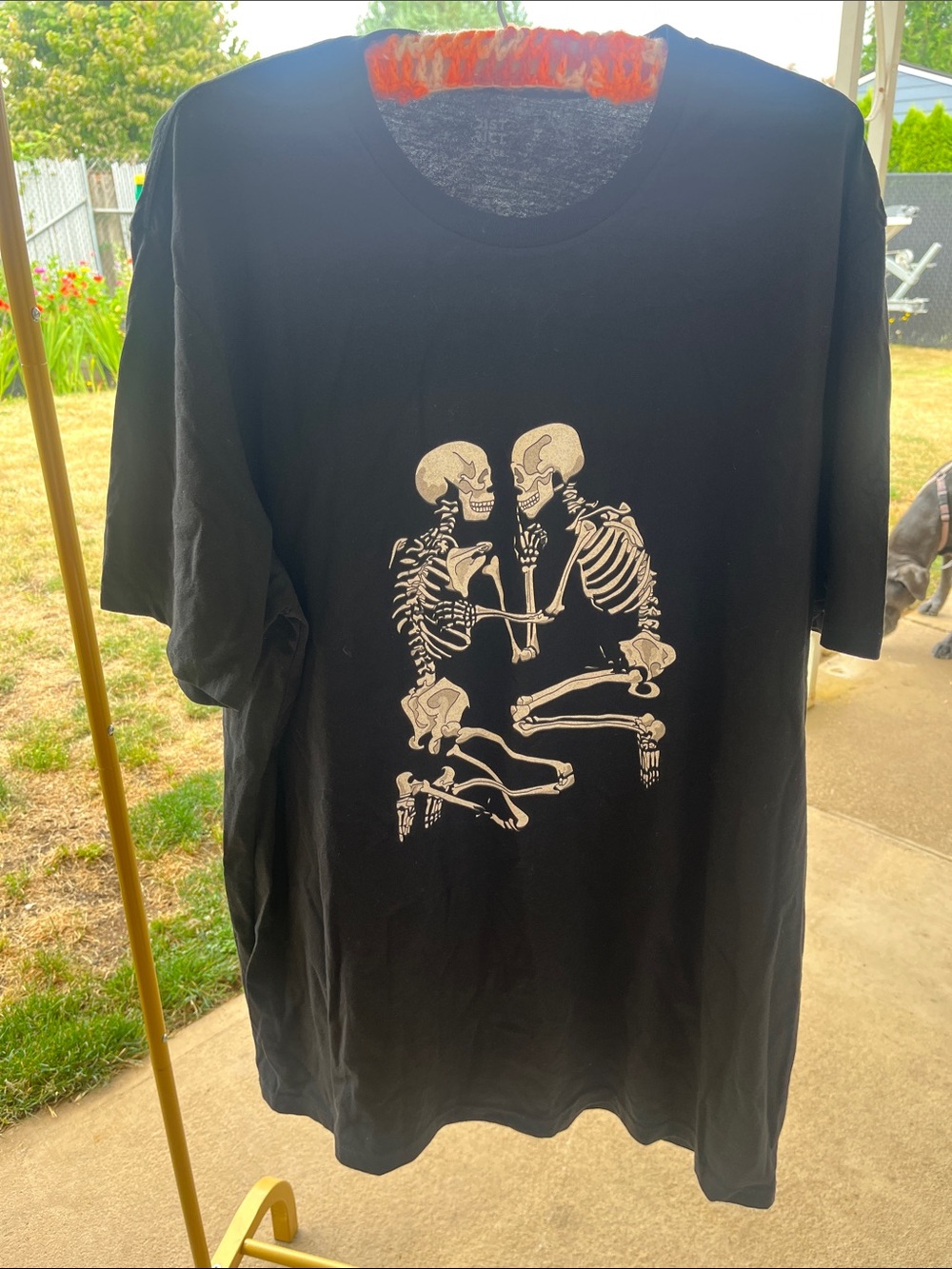 Black Short Sleeve Tee with Skeleton Graphic